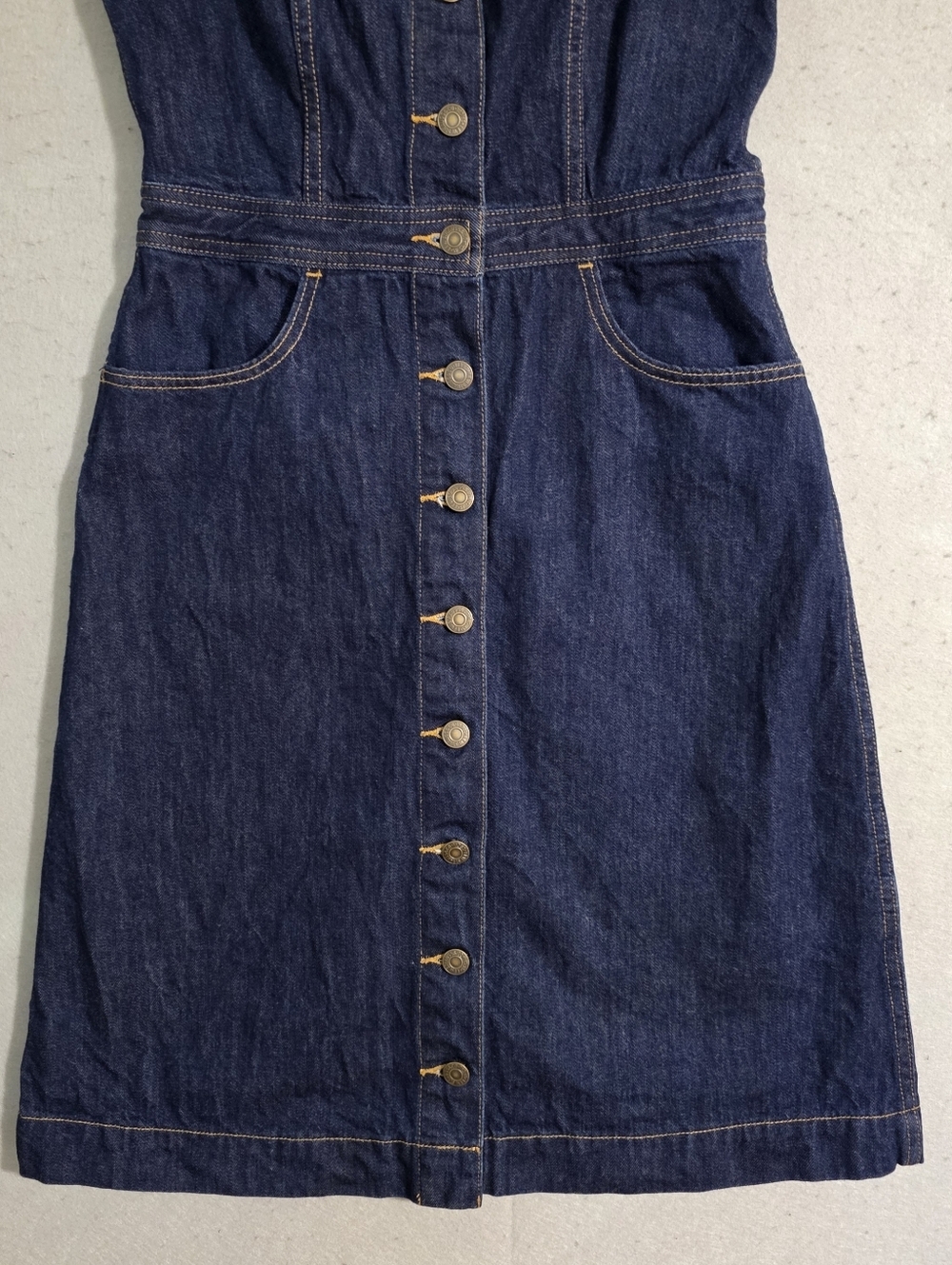 Levi's Womens Orange Tab Button Down Mini Overall Jumper Dress Size Small - Picture 7 of 11
